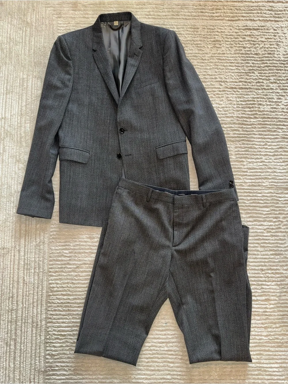 Burberry Gray Men's 2-Piece Notch Lapel Suit